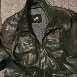 D&G brown leather coat